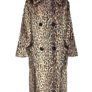 Vintage Leopard print Pony hair Double Breasted Retro Fall Winter 1970s Coat
